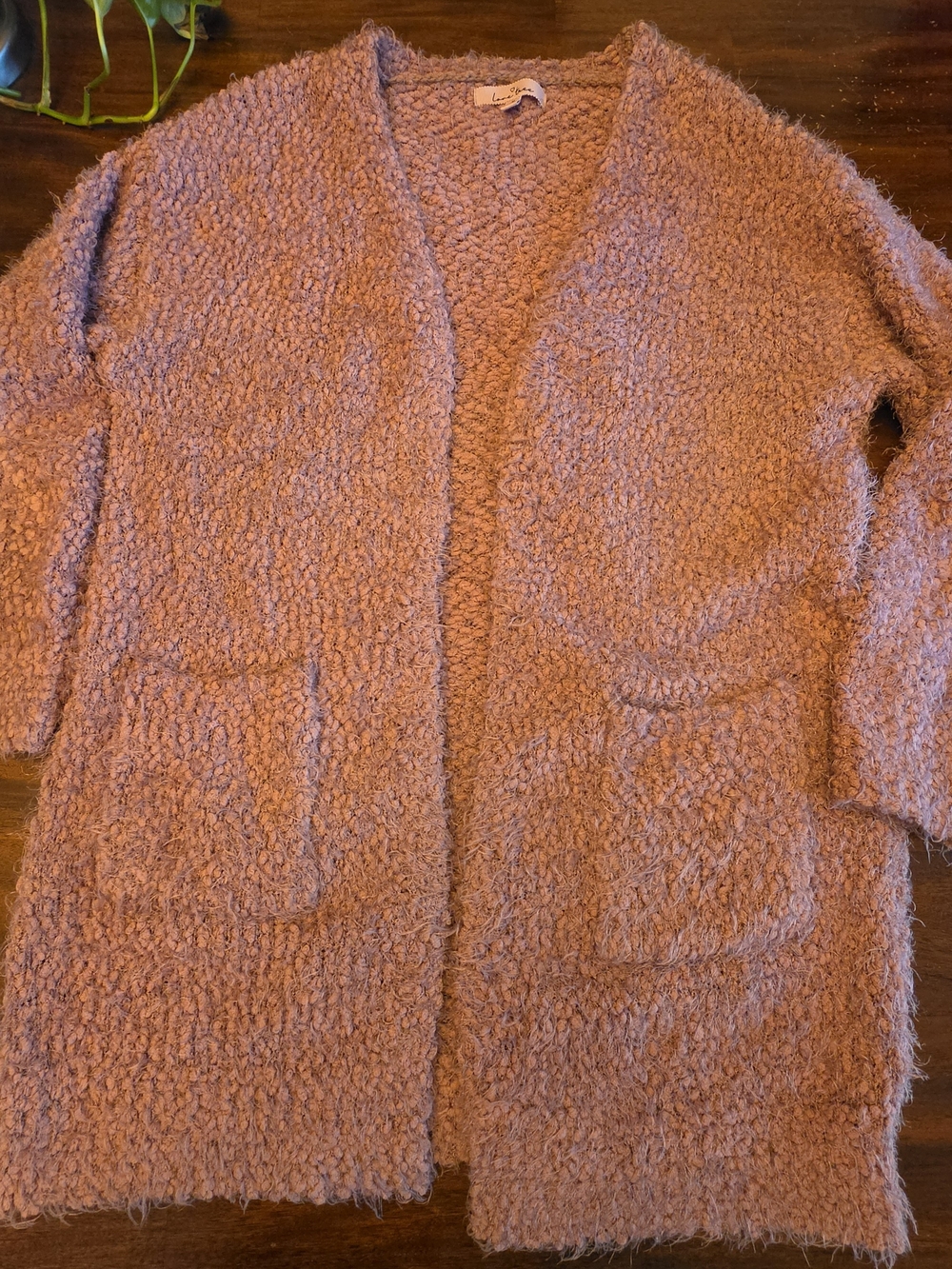 Love Tree Mauve Pink Popcorn Eyelash Knit Open Front Cardigan — Size Medium